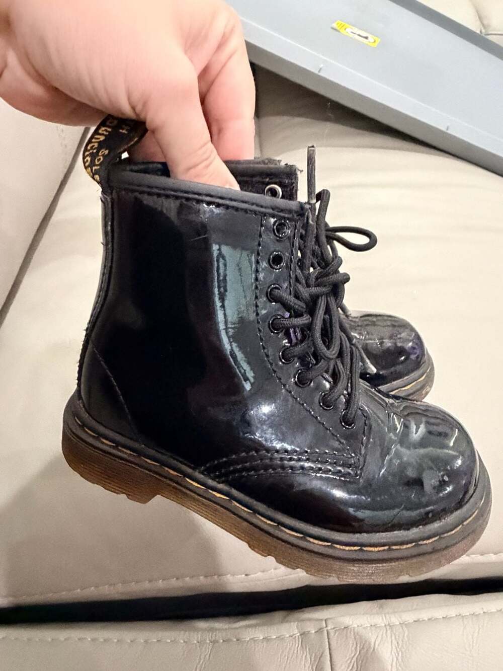 Dr. Martens 1460 T Kids Size 7c US Black Patent Leather Boots